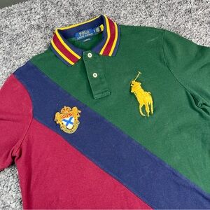 Polo Ralph Lauren Green Navy Blue Pony Rugby Gold Crown Polo Shirt Small